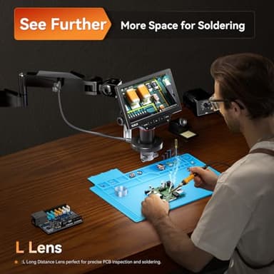 Elikliv EM3K-3D Max 3D Digital Microscope with Magnetic Dual Lens, 3K HDMI, 10.1" Flex Arm, Coin & Electronics Repair Microscope with Ring Light, 64GB Card Included - Image 5