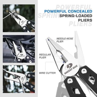 MOSSY OAK Multitool, 21-in-1 Stainless Steel Pocket Knife with G10 Handle, Screwdriver Sleeve, Self-locking Pliers with Sheath-Perfect for Outdoor, Survival, Camping, Hiking, Simple Repair - Image 5