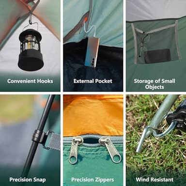 ASFANES 4 Person Waterproof Tents for Camping Easy Setup Outdoor Portable Backyard Camping Tents Suitable for Car, Backpacking, Hiking, Picnic or Fishing, Army Green - Image 4