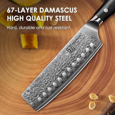 KEEMAKE Nakiri Knife 7in Ultra Sharp Meat Cleaver and Vegetable Chopper, Damascus Kitchen Knives with Full Tang G10 Ergonomic Handle, Japanese Knife for Kitchen - Image 3
