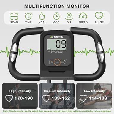 Goimu Exercise Bike, 5 in 1 Foldable Stationary Bike for Seniors, 16-Level Adjustable Magentic Resistance, Indoor Recumbent Bike with 330LB Capacity, Comfortable Seat Backrest (Dark Grey) - Image 3