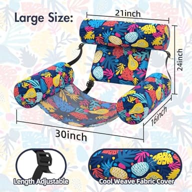 Sunikko X Pool Floats Adult, 2 Packs Fabric Inflatable Hammock Pool Lounge Chairs, Blow up Pool Floats for Adults, Hawaii Flower Pattern Floats for Pool Floating, Party Summer Water Beach Lake Fun - Image 2