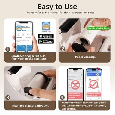 ORGSTA S002 Sticker Printer - Mini Printer Portable Thermal Sticker Maker, Bluetooth Print Pod Inkless Label Maker for Photos, Journal, Receipts, DIY Creation - Image 8