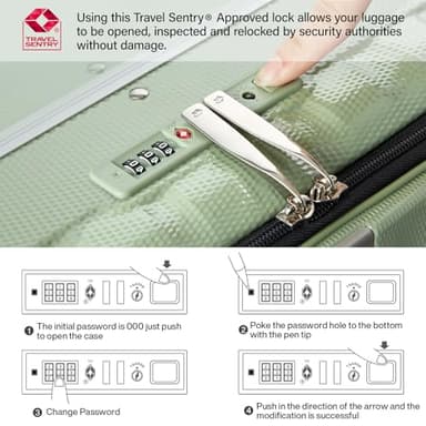 Hanke 20 Inch Carry-On Luggage with Wheels PC Hard Shell Suitcases Top Opening Aluminum Frame Travel Luggage Suitcases for Woman Men.(Bamboo Green) - Image 8