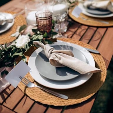 13 in Round Woven Placemats Plate Chargers Set of 10, Boho Farmhouse Rustic Woven Place Mats for Dining Table Decor, Rattan Wicker Table Mats Jute Braided Chargers for Dinner Plates - Image 5