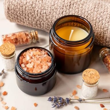 KEYWING 2oz Small Glass Jars, 35 Pack Amber Glass Cosmetic Jars with Black Lids, Round Sample Container with Inner Liners for Cream, Lotions, Powders and Ointments - Image 6