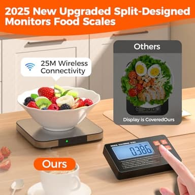 Food Scale with Split Wireless LCD Display, 33lb Digital Kitchen Scale with 7 Units Tare Function, 0.1oz High Accurate Smart Cooking Scale for Baking/Cooking/Meal Prep/Milk/Dieting - Image 2