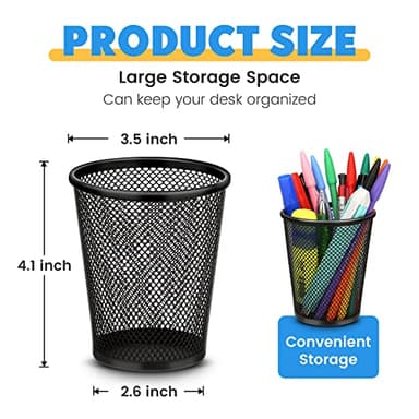 Smgmg Pen Holder for Desk, Pencil Holder for Desk, 4 Pack Pencil Cup for Pen, Mesh Metal Pen Organizer, Desk Pen Holder - Image 2