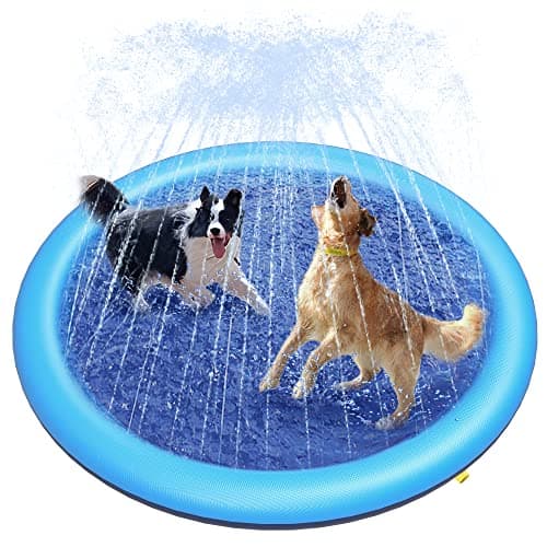 Peteast Dog Splash Pad 59" Anti-Slip Dog Pools for Large Dogs 0.58 mm Thick Dog Sprinkler Water Toy - Image 1