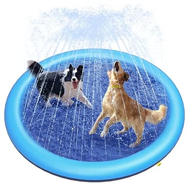Peteast Dog Splash Pad 59" Anti-Slip Dog Pools for Large Dogs 0.58 mm Thick Dog Sprinkler Water Toy - Image 1