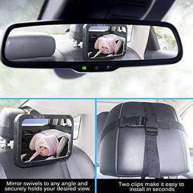 Shynerk Baby Car Mirror, Safety Car Seat Mirror for Rear Facing Infant with Wide Crystal Clear View, Shatterproof, 360° Rotation, Crash Tested and Certified - Image 5