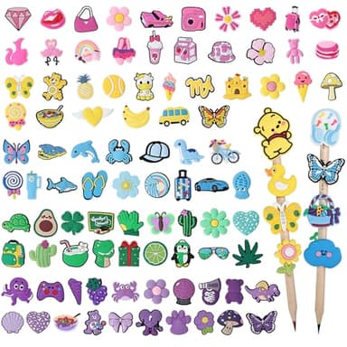 100PCS Kawaii Pencil Charms - Rainbow Mixed Pencil Toppers Set for Boys & Girls, Cute Classroom Rewards and Prizes for Students, Fun Pencil Decorations for School Supplies & Kids’ Incentives - Image 1