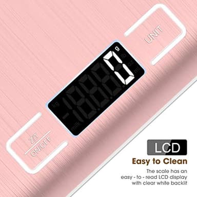 Mik-Nana Food Scale Pink, 10kg/22lb Digital Kitchen Scale Weight Grams and Oz for Baking and Cooking, 1g/0.1oz Precise Graduation, Easy Clean Stainless Steel - Image 7