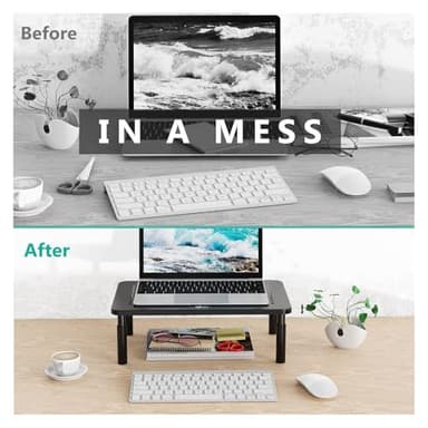 WALI Computer Monitor Stand for Desk, Adjustable Laptop Riser, Desk Monitor Stand Underneath Storage for Office, Home, School Supplies (STT003), 1 Pack, Black - Image 6
