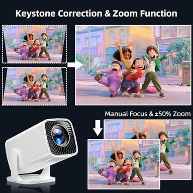 Mini Projector, Portable Projector 4K Support, Full HD 1080P Outdoor Projector, 270° Rotation Movie Projector, Compatible with Smartphone, TV Stick, Laptop, PS4, HDMI, USB (No WiFi or Bluetooth) - Image 2
