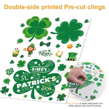 MDDRUIQI St Patricks Day Decorations - 105 PCS St Patricks Day Window Clings - Shamrock Stickers for Glass Reusable Static Spring Shamrock Decorations | St Patricks Day Decor - Image 7