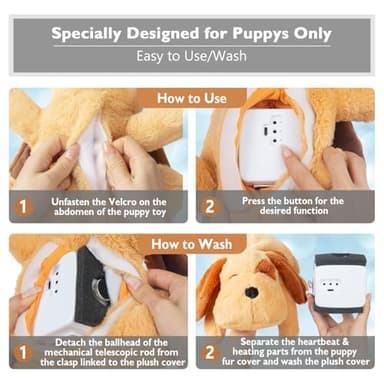 Goopow Heartbeat Puppy Toys for Dogs, [2025 Newly Upgraded] More Lifelike Mom with Upgraded Simulating Breathing/Body Temperature Dog Toys, Dog Anxiety Relief and Calming Aid,USB Rechargeable - Image 6