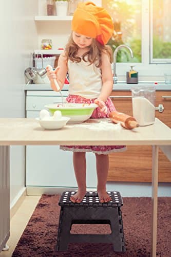 Utopia Home Folding Step Stool - (Pack of 1) Foot Stool with 9 Inch Height - Holds Up to 300 lbs - Lightweight Plastic Foldable Step Stool for Kitchen, Bathroom & Living Room (Black) - Image 8