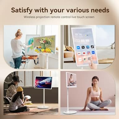 32-Inch Portable Smart TV on Wheels with Touch Screen Monitor | 8G RAM +128G Storage | 8-core CPU Qualcomm | Built-in 8-10H Battery | 8MP Webcam | Android 13 OS | Full Swivel Rotation | Remote Control - Image 7