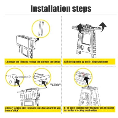 Delxo 17.5 Inch Folding Step Stool,Foldable Stool for Adults with Safety Lock,Portable Collapsible Plastic Step Stool,Non Slip Folding Stools for Kitchen Bathroom Bedroom Up to 400LBS,(Black 1PC) - Image 5