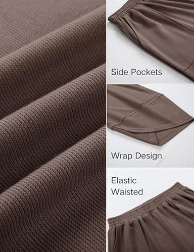 Xiaoxuemeng Womens Baggy Wide Leg Pants Casual Elastic Waisted Palazzo Harem Pants with Pockets(Coffee-S) - Image 5