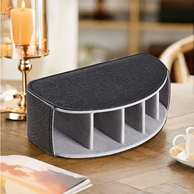 Fanousy TV Remote Control Holder for Table with 5 Compartments, PU Leather Remote Caddy Remote Storage, Remote Organizer for Nightstand Bedside Desk Table Desktop Office Supplies - Image 3