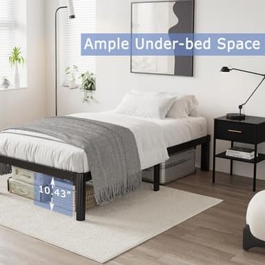 Hunlostten 12" Heavy Duty Twin Bed Frame No Box Spring Needed, Metal Platform Bed Frame Twin with Round Corners, Easy Assembly, Noise Free, Black - Image 3