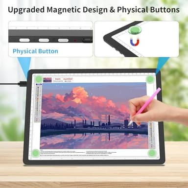 TOHETO A4 Light Board for Diamond Painting, Super Bright Magnetic Light Pad with Side Buttons, Lightbox for Tracing and Drawing, Corded Light Table for Sketching, Animation, Weeding Vinyl (Black) - Image 3