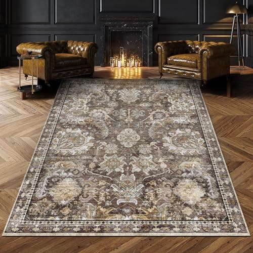 RUGSURE Washable Area Rugs - Perfect for Living Room, Bedroom, Kids Room, Nursery - Stain & Water Resistant Non-Slip, Pet & Child Friendly, Vintage Tribal Area Rugs (Ivory, 9' x 12') - Image 1