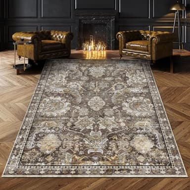 RUGSURE Washable Area Rugs - Perfect for Living Room, Bedroom, Kids Room, Nursery - Stain & Water Resistant Non-Slip, Pet & Child Friendly, Vintage Tribal Area Rugs (Ivory, 9' x 12') - Image 1