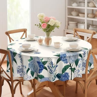Eikione Round Tablecloth 70inch Floral Table Cloth, Colorful Tablecloths Polyester Waterproof Stain Wrinkle Free, Table Cover for Home Kitchen Dining Party Patio Decor - Image 7