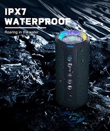 Ortizan Bluetooth Speakers, Portable Wireless Stereo Speaker - IPX7 Waterproof, 30W RMS(40W Peak) Loud Sound, Deep Bass, LED Light, Bluetooth 5.3, for Home/Shower/Outdoor/Beach, Gifts for Adult, Navy - Image 3