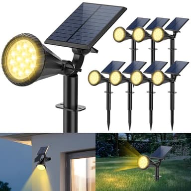 Katipeal Solar Spot Lights Outdoor, 4 Modes/8 Pack Solar Spotlights Waterproof, 180° Adjustable Powered Landscape Lights, Outdoor Solar Lights for Yard Garden Pathway Flag Tree Wall Statue Warm White - Image 1