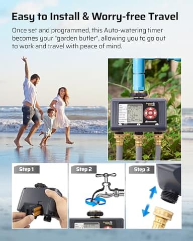 DEWENWILS Sprinkler Timer 3 Zone, Water Timer with 4 Programmable Procedures, Hose Faucet Watering with Automatic/Rain Delay/Manual Mode, Outdoor Irrigation Controller for Lawn, Garden - Image 7