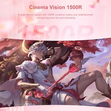 DJiEX 34 inch Pink Ultrawide Curved Computer Gaming Monitor 165Hz UWQHD 3440x1440,1500R -PIP,1ms (MPRT),HDR, 300nits, sRGB99%,FreeSync,HDMI2.0(TMDS) x2,DP1.4 x2,Eye Care,Support Wallmount 75x75mm - Image 8