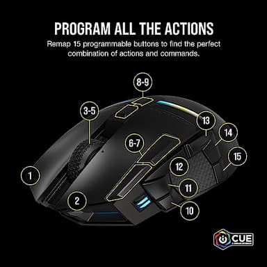 Corsair DARKSTAR RGB Wireless Gaming Mouse for MMO, MOBA - 26,000 DPI - 15 Programmable Buttons - Up to 80hrs Battery - iCUE Compatible - Black - Image 4