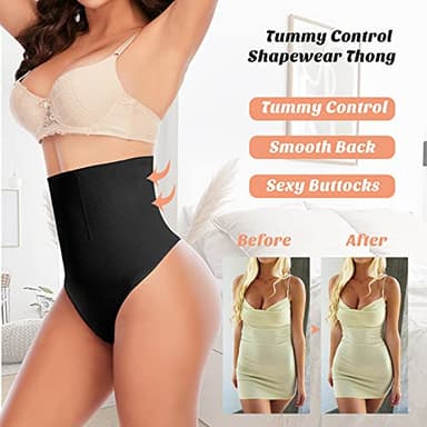 Womens Thong Shapewear Mid to High Waisted Shaper Thong WN0017(02#B Black#high Waisted firm,Medium) - Image 3