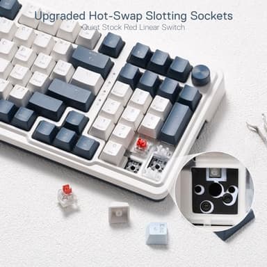 Redragon K686 PRO 98 Keys Wireless Gasket RGB Gaming Keyboard, 3-Mode Win/Mac Mechanical Keyboard w/5-Layer Noise Dampening, Dedicated Knob Control & Hot-Swap in Linear Red Switch, Blue Himmel Color - Image 6