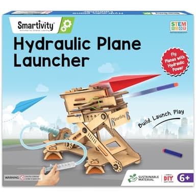 Smartivity DIY 2in1 Hydraulic Airplanes & Darts Launcher STEM Toy for Kids Ages 6 to 14 Years I Christmas, Birthday Gifts for Smart Kids | DIY Science Kit for Boys & Girls 6, 8,10,12,14 Years Old - Image 1