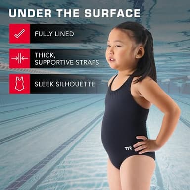 TYR Girls' Standard Durafast Lite Ella Maxfit Swimsuit, Black, Large - Image 3