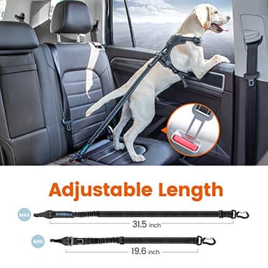 IOKHEIRA Dog Seatbelt, Updated Adjustable Harness Reflective Bungee Dog Car Seat Belt with Aviation Aluminum Alloy Rotatable Carabiner, Hook & Buckle - Image 5