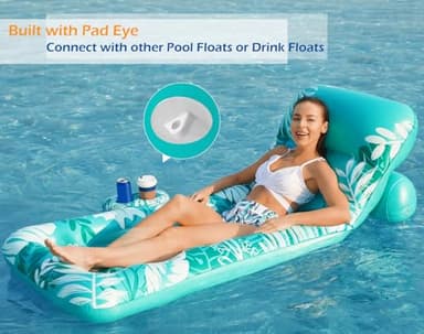 Jasonwell Inflatable Pool Float Adult - Pool Floaties Lounger Floats Floating Chair Raft with Adjustable Backrest Cup Holders Water Floaty Lake Lounge Tanning Floats Beach Party Toys for Adults - Image 6