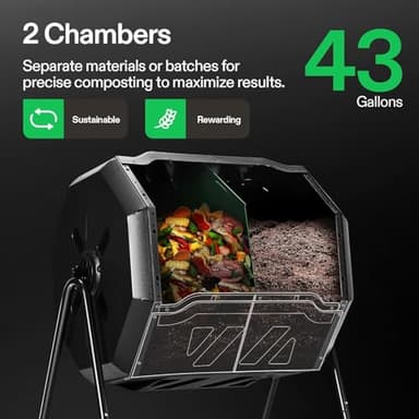 VIVOSUN Outdoor Tumbling Composter Dual Rotating Batch Compost Bin, 43 Gallon Black Door - Image 3