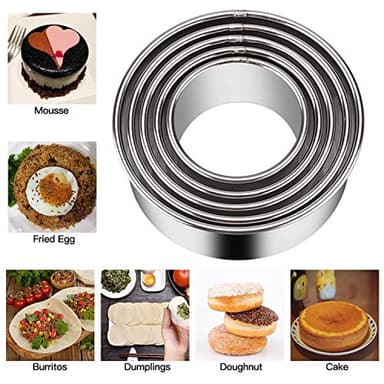KSPOWWIN 5 Pieces Biscuit Cookie Cutters Set,Stainless Steel Circle Round Cookie Biscuit Cutters in Graduated Sizes Shape Molds for Pastries Doughs Doughnuts - Image 5