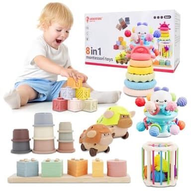 LUCKFUTURE Baby Toys 6 to 18 Months, 8 in 1 Montessori Toy Set, Educational Learning Toy for Toddlers Babies Sensory Toys Newborn Infant Gifts for Boys & Girls - Image 1