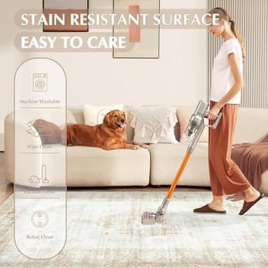 Vintage Living Room Area Rug - 6x9 Large Machine Washable Boho Moroccan Distressed Farmhouse Rugs for Bedroom - Soft Non-Slip Indoor Floor Accent Rugs for Office Dining Room (Beige, 6' x 9') - Image 6