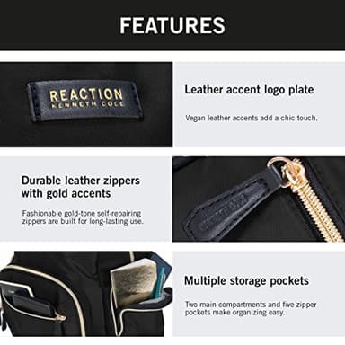 Kenneth Cole REACTION Sophie Backpack, Black, 15" Laptop - Image 4