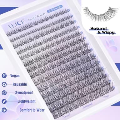 Natural Lash Clusters Wispy Cluster Eyelash Extensions 168pcs Individual Lashes 8-16mm C-Curly DIY Lash Extension Natural Look Soft Thin Band Cluster Lashes by ALICE - Image 6
