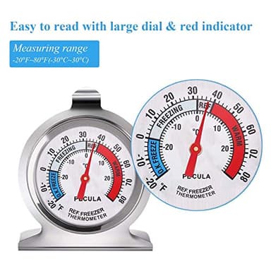 2 Pack Refrigerator Thermometer, 30-30°C/20-80°F, Classic Fridge Thermometer Large Dial with Red Indicator Thermometer for Freezer Refrigerator Cooler - Image 2