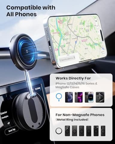 2026 Upgraded 360° Vacuum Magnetic Car Phone Holder for Magsafe [96+LBS Strongest Suction & 2800gf Strongest Magnetic], Adjustable Car Phone Mount for Your Car/Gym/Mirror/Shower for iPhone & Android - Image 7